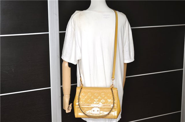 Authentic Louis Vuitton Vernis 2Way Shoulder Cross Body Bag Yellow LV 7142F