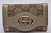 Authentic GUCCI Vintage 6 Hooks Key Case GG Canvas Leather 282432 Brown 7142I
