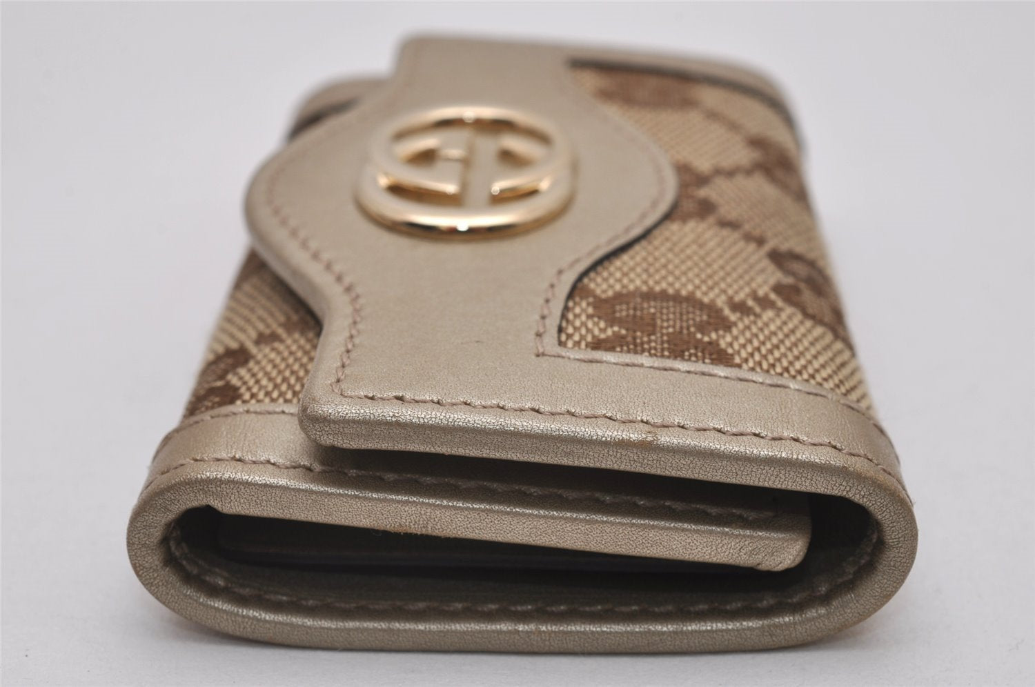 Authentic GUCCI Vintage 6 Hooks Key Case GG Canvas Leather 282432 Brown 7142I