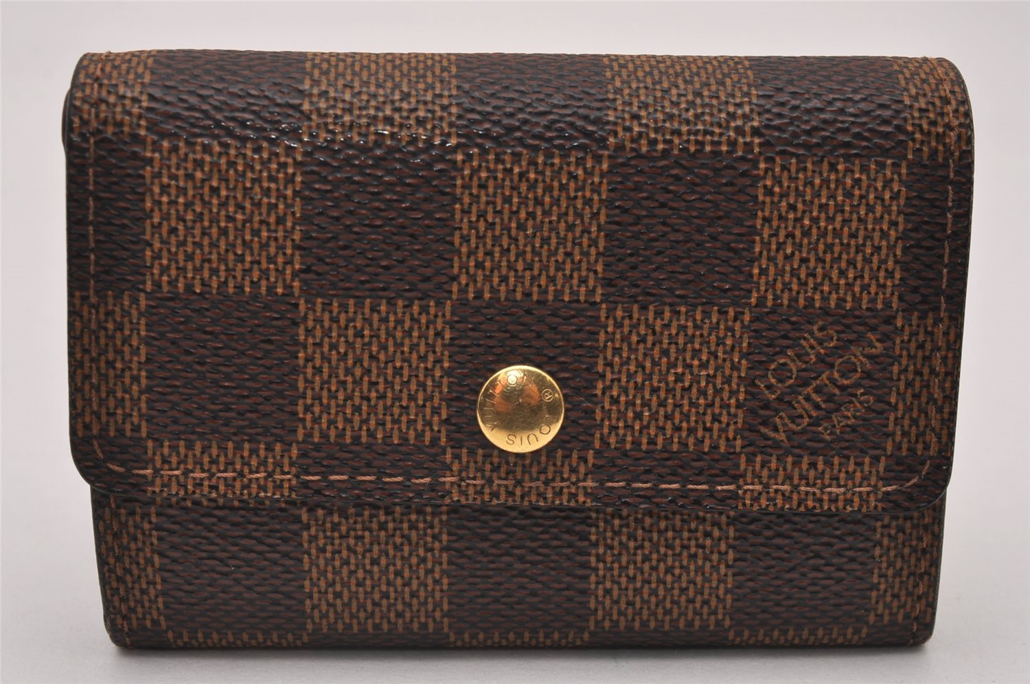 Authentic Louis Vuitton Damier Porte Monnaie Plat Coin Purse N61930 LV 7145I