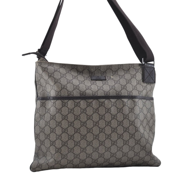 Authentic GUCCI Shoulder Cross Body Bag Purse GG PVC Leather 141198 Brown 7150D