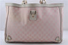 Authentic GUCCI Abbey Shoulder Tote Bag GG Canvas Leather 141472 Pink 7152D