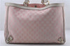 Authentic GUCCI Abbey Shoulder Tote Bag GG Canvas Leather 141472 Pink 7152D