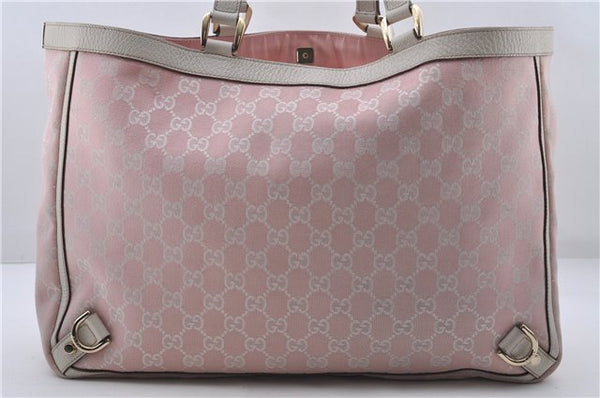 Authentic GUCCI Abbey Shoulder Tote Bag GG Canvas Leather 141472 Pink 7152D
