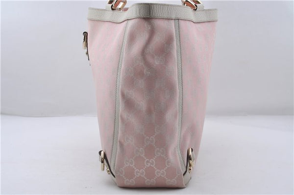 Authentic GUCCI Abbey Shoulder Tote Bag GG Canvas Leather 141472 Pink 7152D