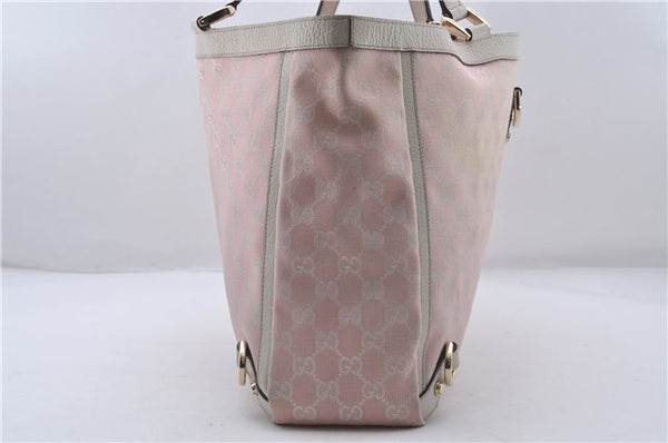 Authentic GUCCI Abbey Shoulder Tote Bag GG Canvas Leather 141472 Pink 7152D