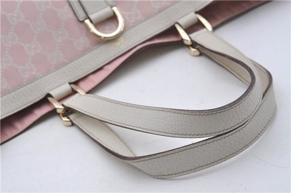 Authentic GUCCI Abbey Shoulder Tote Bag GG Canvas Leather 141472 Pink 7152D