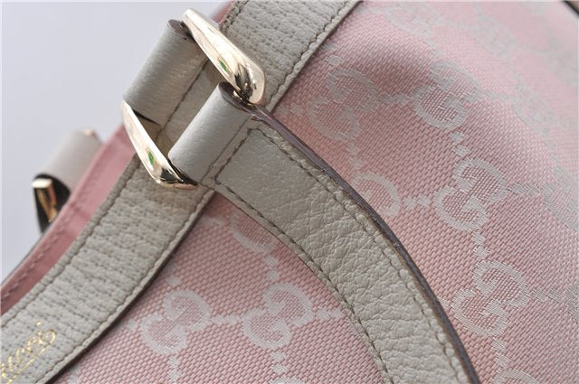 Authentic GUCCI Abbey Shoulder Tote Bag GG Canvas Leather 141472 Pink 7152D