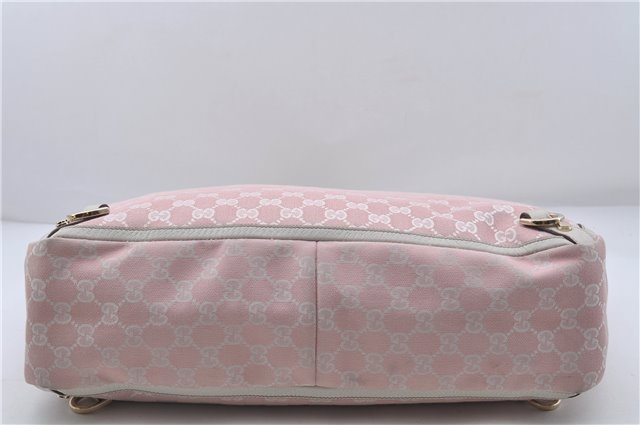 Authentic GUCCI Abbey Shoulder Tote Bag GG Canvas Leather 141472 Pink 7152D