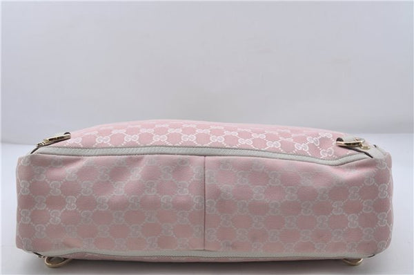 Authentic GUCCI Abbey Shoulder Tote Bag GG Canvas Leather 141472 Pink 7152D
