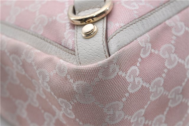 Authentic GUCCI Abbey Shoulder Tote Bag GG Canvas Leather 141472 Pink 7152D