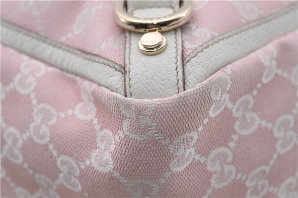 Authentic GUCCI Abbey Shoulder Tote Bag GG Canvas Leather 141472 Pink 7152D