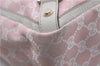 Authentic GUCCI Abbey Shoulder Tote Bag GG Canvas Leather 141472 Pink 7152D