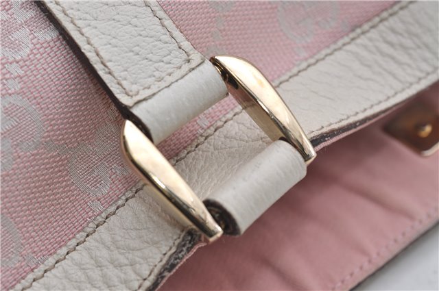 Authentic GUCCI Abbey Shoulder Tote Bag GG Canvas Leather 141472 Pink 7152D