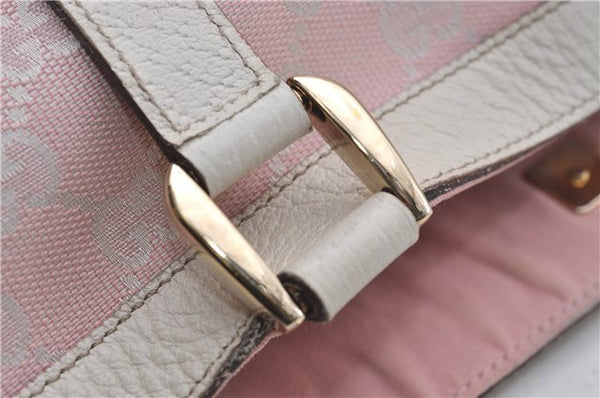 Authentic GUCCI Abbey Shoulder Tote Bag GG Canvas Leather 141472 Pink 7152D