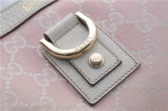 Authentic GUCCI Abbey Shoulder Tote Bag GG Canvas Leather 141472 Pink 7152D
