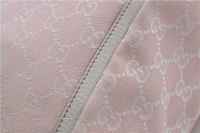 Authentic GUCCI Abbey Shoulder Tote Bag GG Canvas Leather 141472 Pink 7152D