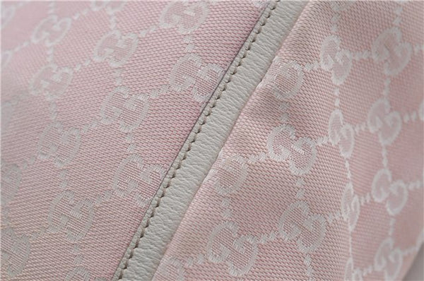 Authentic GUCCI Abbey Shoulder Tote Bag GG Canvas Leather 141472 Pink 7152D