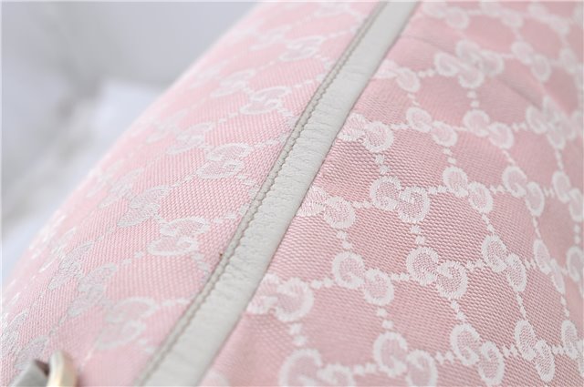 Authentic GUCCI Abbey Shoulder Tote Bag GG Canvas Leather 141472 Pink 7152D