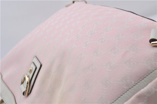 Authentic GUCCI Abbey Shoulder Tote Bag GG Canvas Leather 141472 Pink 7152D