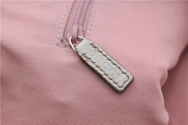 Authentic GUCCI Abbey Shoulder Tote Bag GG Canvas Leather 141472 Pink 7152D