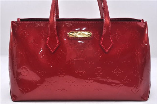 Authentic Louis Vuitton Vernis Wilshire PM Hand Bag Red M93642 LV 7152E