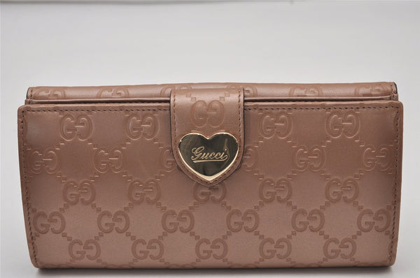 Authentic GUCCI Guccissima Heart GG Leather Long Wallet 203550 Pink Box 7152I