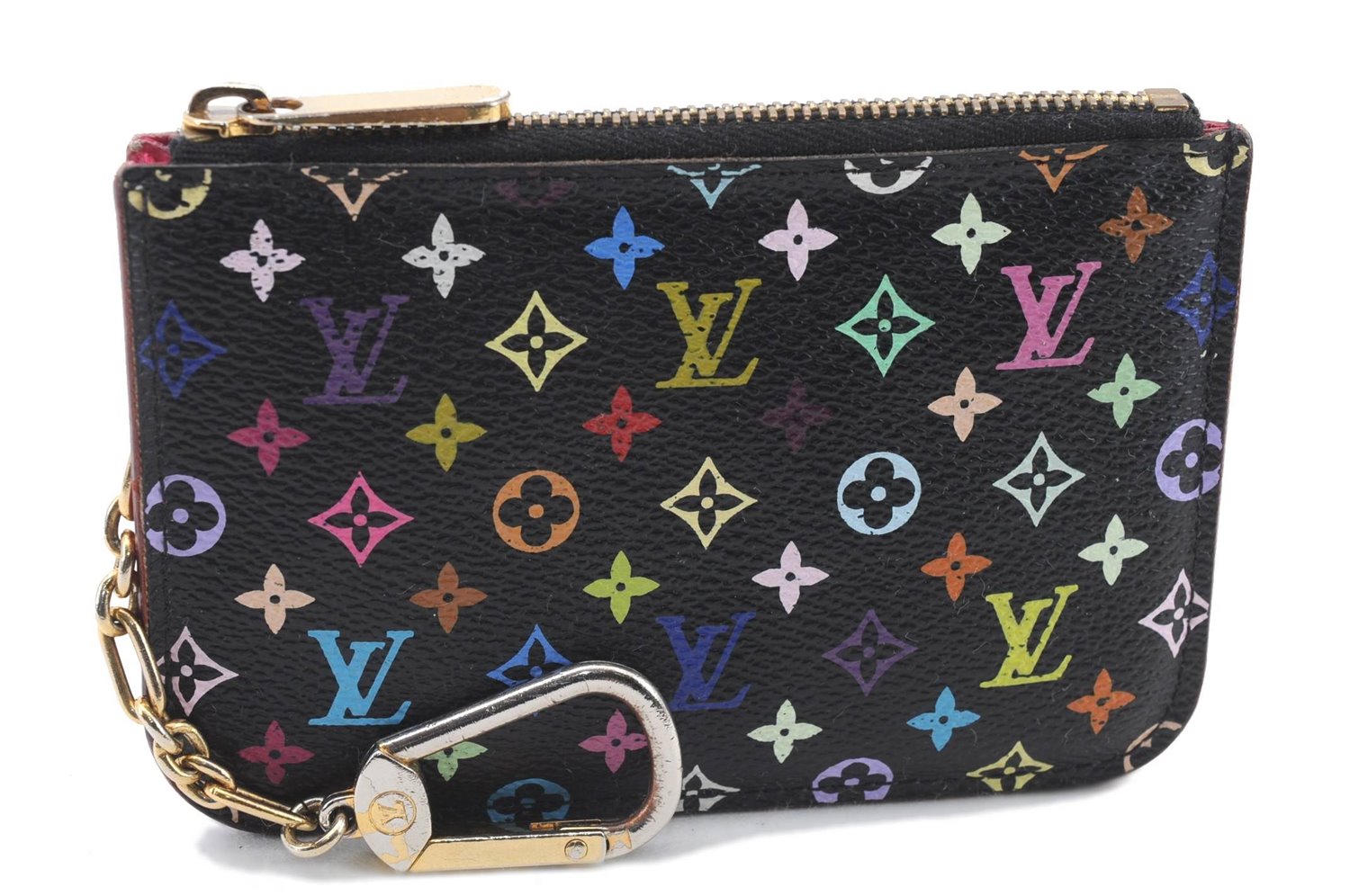 LOUIS VUITTON Monogram Multicolor Pochette Cles Black Coin Case M93735 LV 7153C