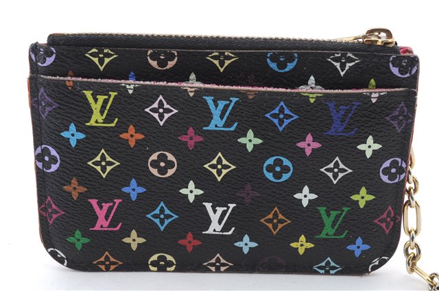 LOUIS VUITTON Monogram Multicolor Pochette Cles Black Coin Case M93735 LV 7153C