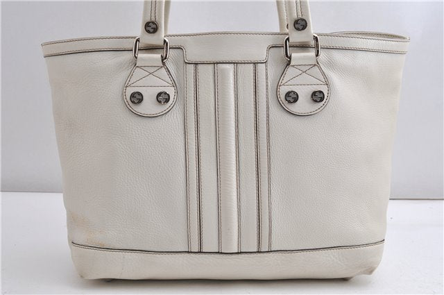 Authentic GUCCI Vintage Shoulder Tote Bag Leather 232973 White 7153F