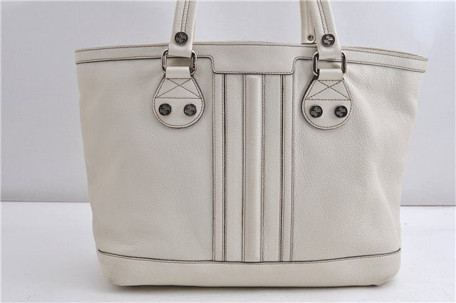 Authentic GUCCI Vintage Shoulder Tote Bag Leather 232973 White 7153F