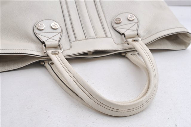 Authentic GUCCI Vintage Shoulder Tote Bag Leather 232973 White 7153F