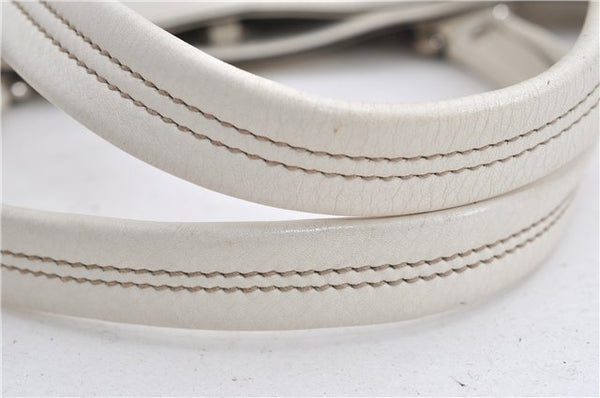 Authentic GUCCI Vintage Shoulder Tote Bag Leather 232973 White 7153F