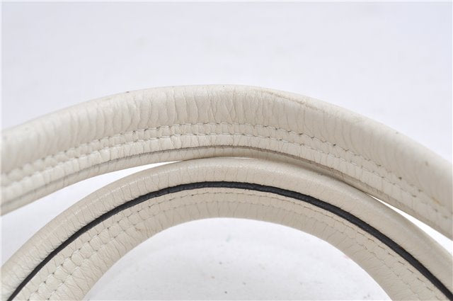 Authentic GUCCI Vintage Shoulder Tote Bag Leather 232973 White 7153F