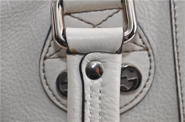 Authentic GUCCI Vintage Shoulder Tote Bag Leather 232973 White 7153F