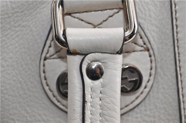 Authentic GUCCI Vintage Shoulder Tote Bag Leather 232973 White 7153F
