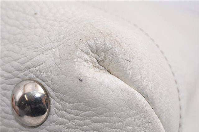 Authentic GUCCI Vintage Shoulder Tote Bag Leather 232973 White 7153F