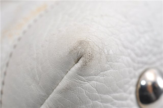 Authentic GUCCI Vintage Shoulder Tote Bag Leather 232973 White 7153F