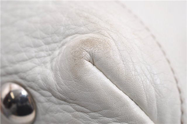 Authentic GUCCI Vintage Shoulder Tote Bag Leather 232973 White 7153F