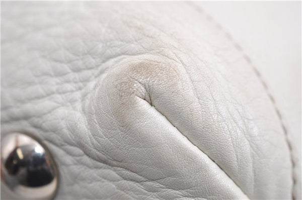 Authentic GUCCI Vintage Shoulder Tote Bag Leather 232973 White 7153F