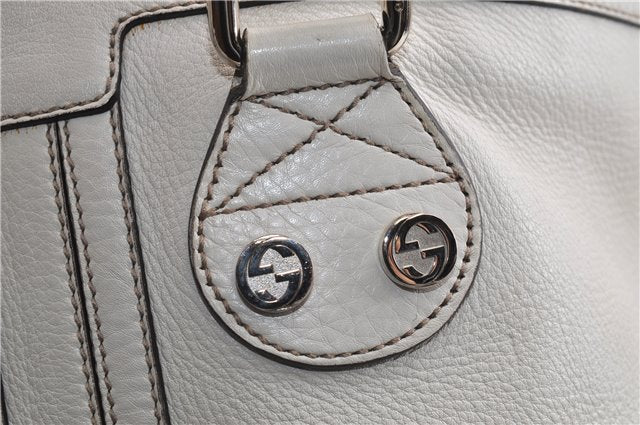 Authentic GUCCI Vintage Shoulder Tote Bag Leather 232973 White 7153F