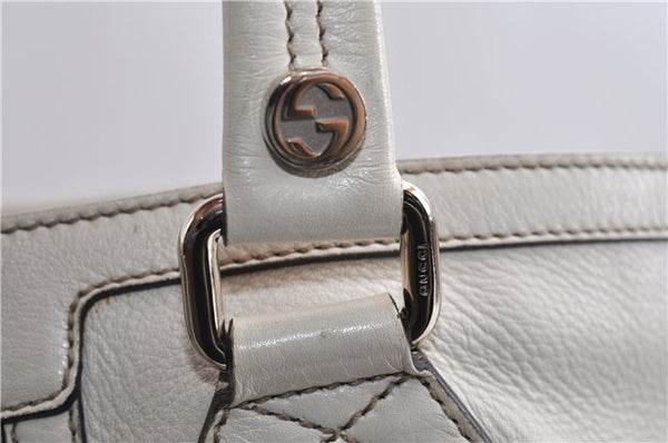 Authentic GUCCI Vintage Shoulder Tote Bag Leather 232973 White 7153F