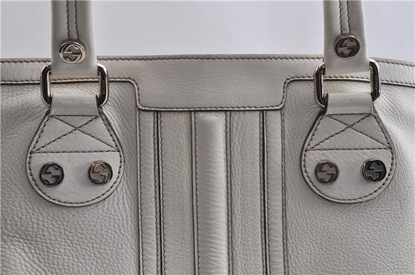 Authentic GUCCI Vintage Shoulder Tote Bag Leather 232973 White 7153F