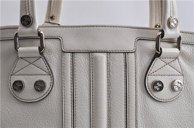 Authentic GUCCI Vintage Shoulder Tote Bag Leather 232973 White 7153F
