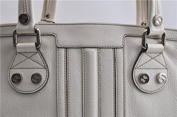 Authentic GUCCI Vintage Shoulder Tote Bag Leather 232973 White 7153F