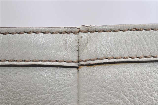 Authentic GUCCI Vintage Shoulder Tote Bag Leather 232973 White 7153F