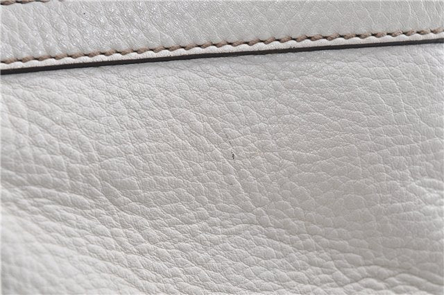 Authentic GUCCI Vintage Shoulder Tote Bag Leather 232973 White 7153F