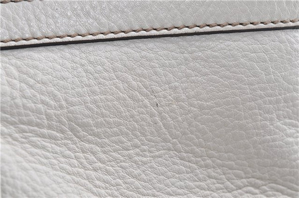 Authentic GUCCI Vintage Shoulder Tote Bag Leather 232973 White 7153F