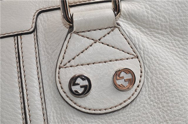 Authentic GUCCI Vintage Shoulder Tote Bag Leather 232973 White 7153F