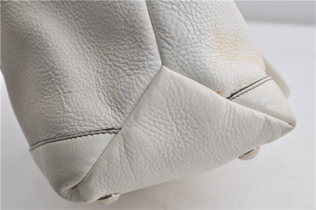 Authentic GUCCI Vintage Shoulder Tote Bag Leather 232973 White 7153F